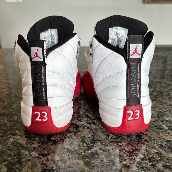 Jordan 12 retro White and Red Sneakers Iconic Design W7 or boys 5 - Picture 2 of 16
